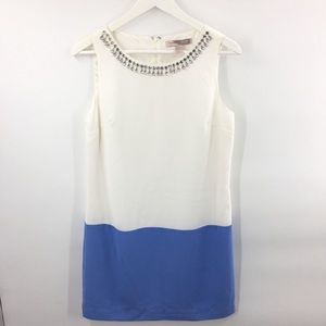 Blue and white dress